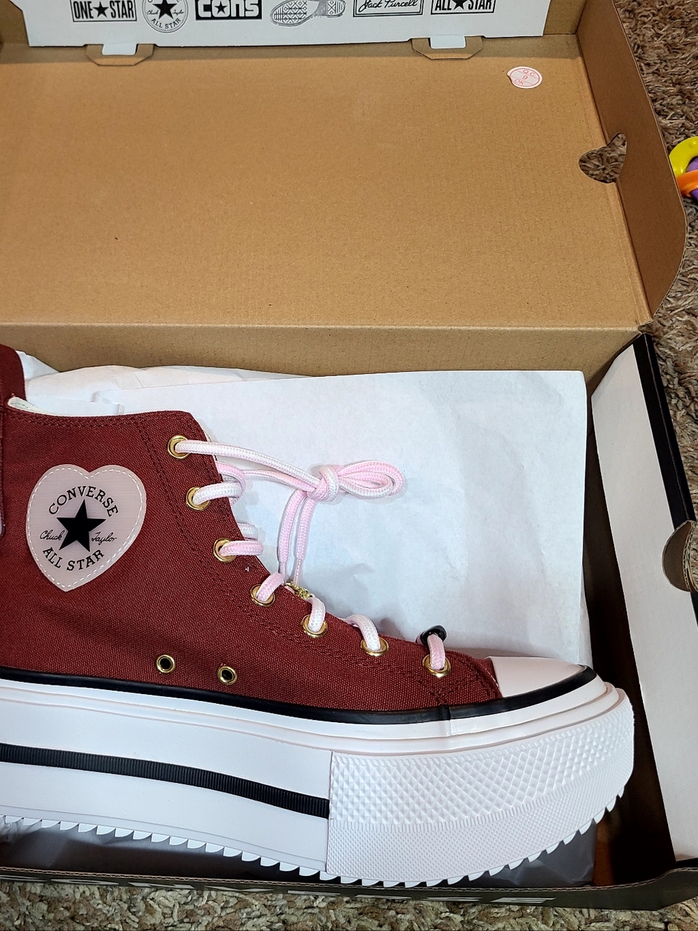 Converse Chuck Taylor All Star Double Stack Platform Heart Charm Sneaker - Picture 3 of 8